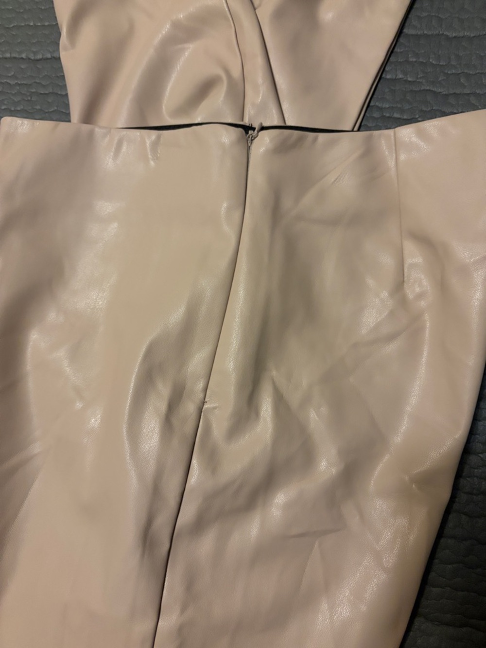 Mango Beige Faux Leather Straight-Leg Pants - Picture 3 of 8